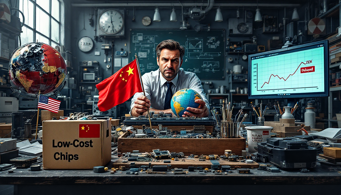 2026년 반도체 시장의 중국 경쟁과 글로벌 리스크를 시각화한 이미지