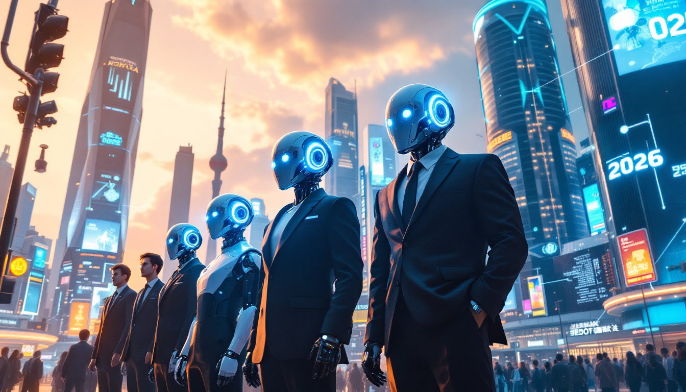 로봇과 사람이 함께 미래를 바라보는 모습으로 2026년 국내 로봇 산업의 새로운 시대와 기회를 상징하는 이미지