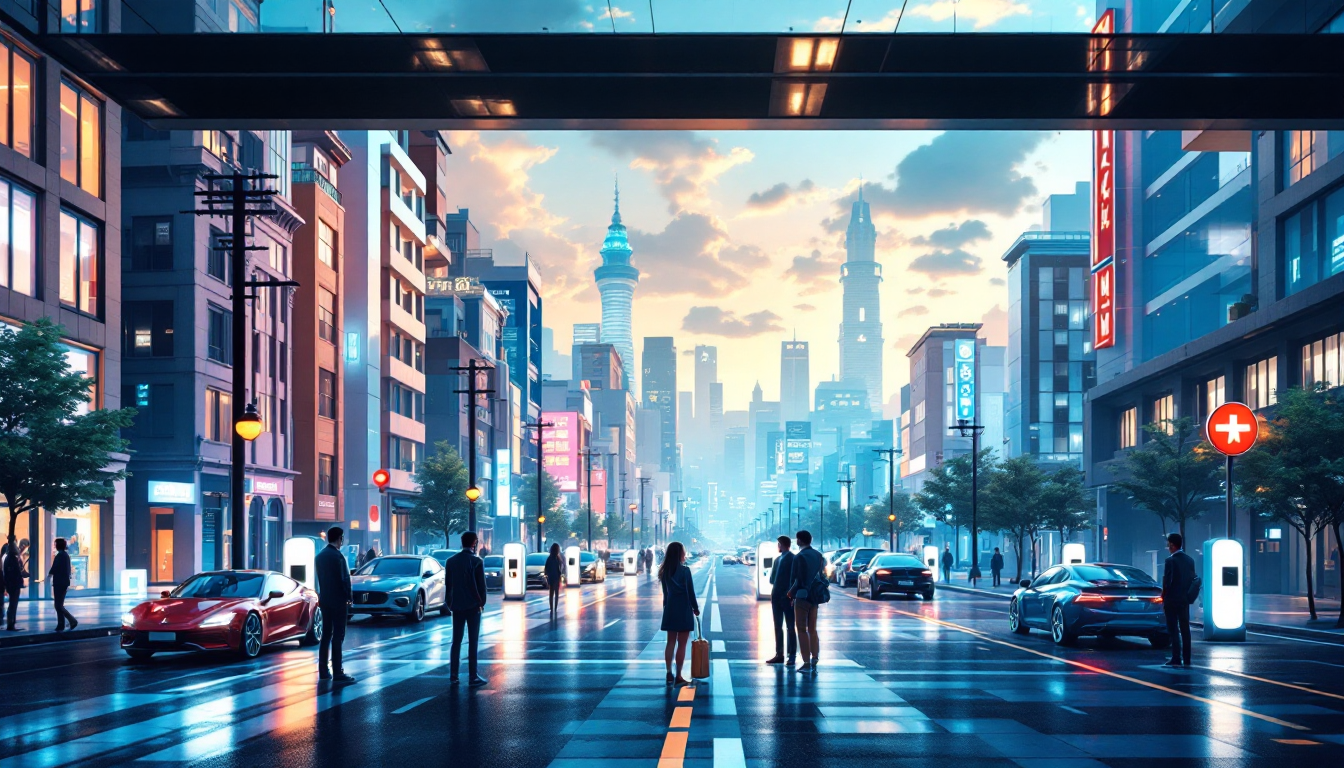 2025년 유럽과 미국의 전기차 시장 현황을 보여주는 이미지로, 높은 전기요금과 충전 인프라 부족이 소비자 구매를 망설이게 하는 유럽 도시와 고금리와 높은 전기차 가격으로 구매가 위축된 미국 도시를 사실적으로 묘사함