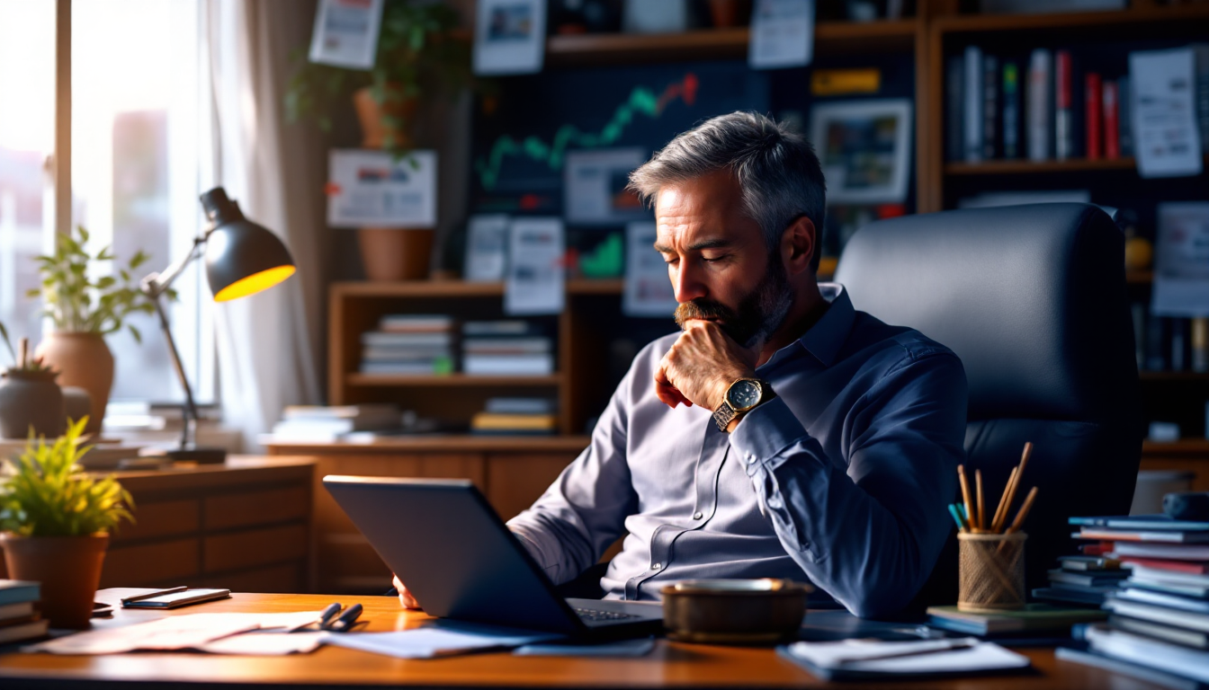 시장 혼란 속에서도 냉철하게 투자 원칙을 지키며 감정과 편견을 통제하는 투자자의 모습