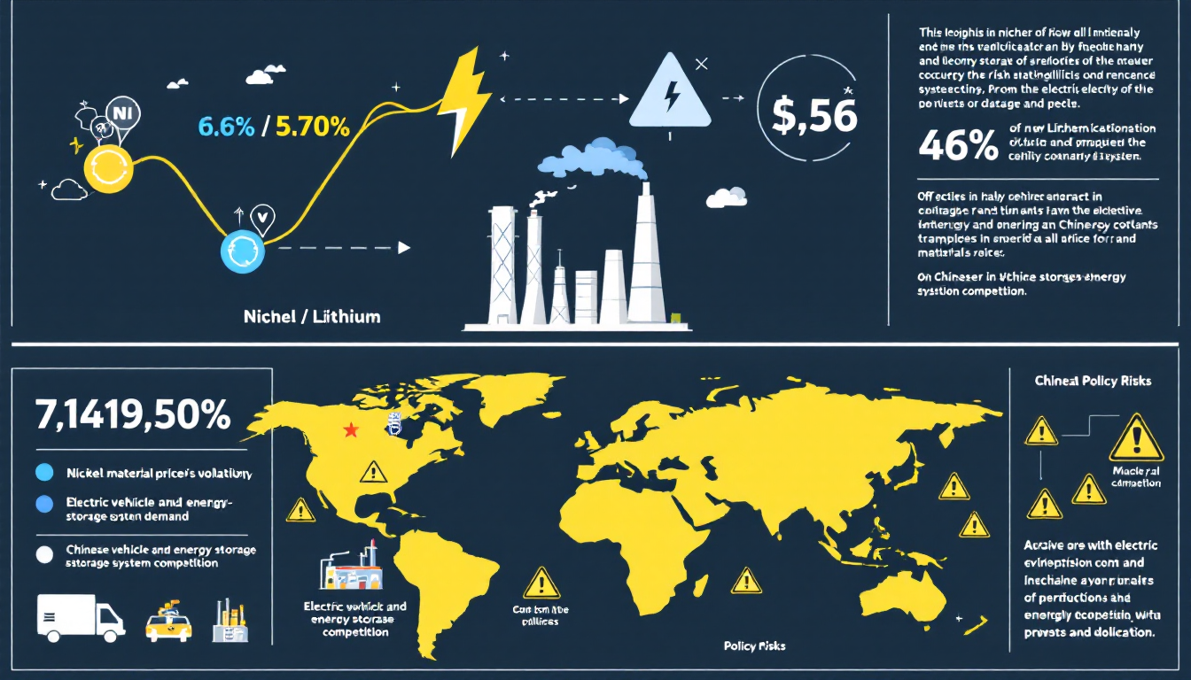 원자재 가격 변동성, 수요 회복 지연, 중국 경쟁 및 지정학적 리스크를 나타내는 투자 리스크 관리 이미지