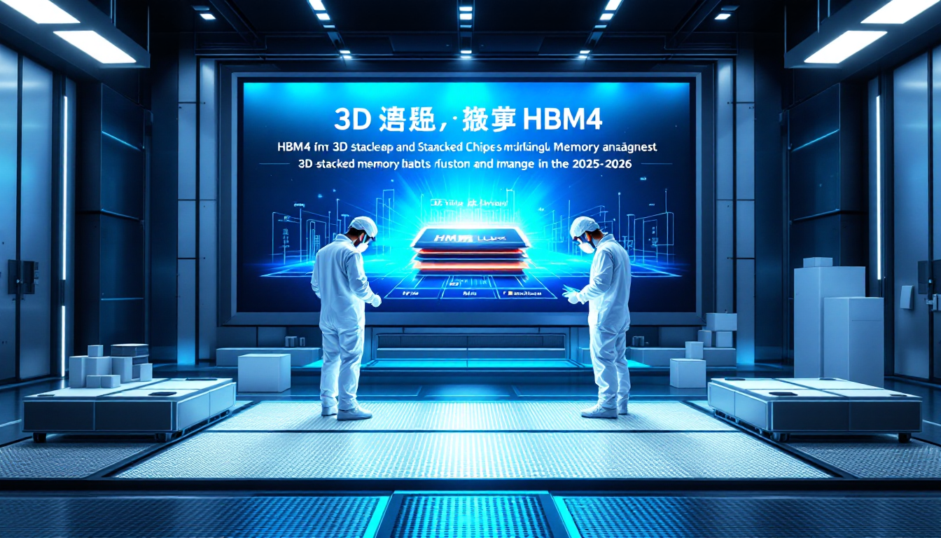 삼성전자의 첨단 반도체 제조 현장과 2025-2026년 HBM 시장 경쟁 구도를 표현한 이미지