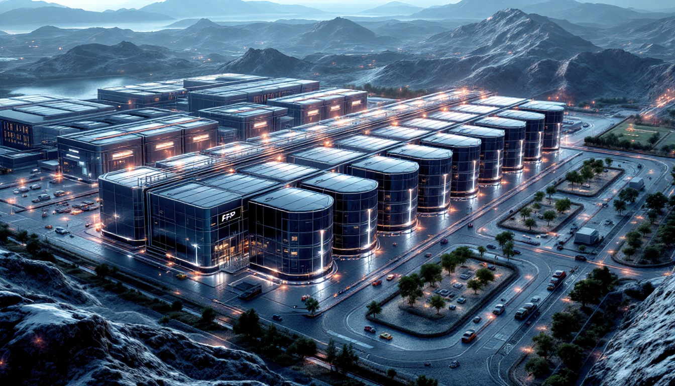 AI 데이터센터와 연결된 최첨단 에너지 저장 시스템(ESS) 시설과 LFP 배터리 모듈 모습